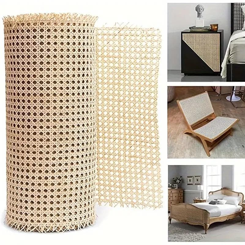Indonesisk plastrottingvev for stokkprosjekter 40/45 cm vevd åpen netting stokkrull Møbeldekorasjon Reparasjonsverktøy Hot beige