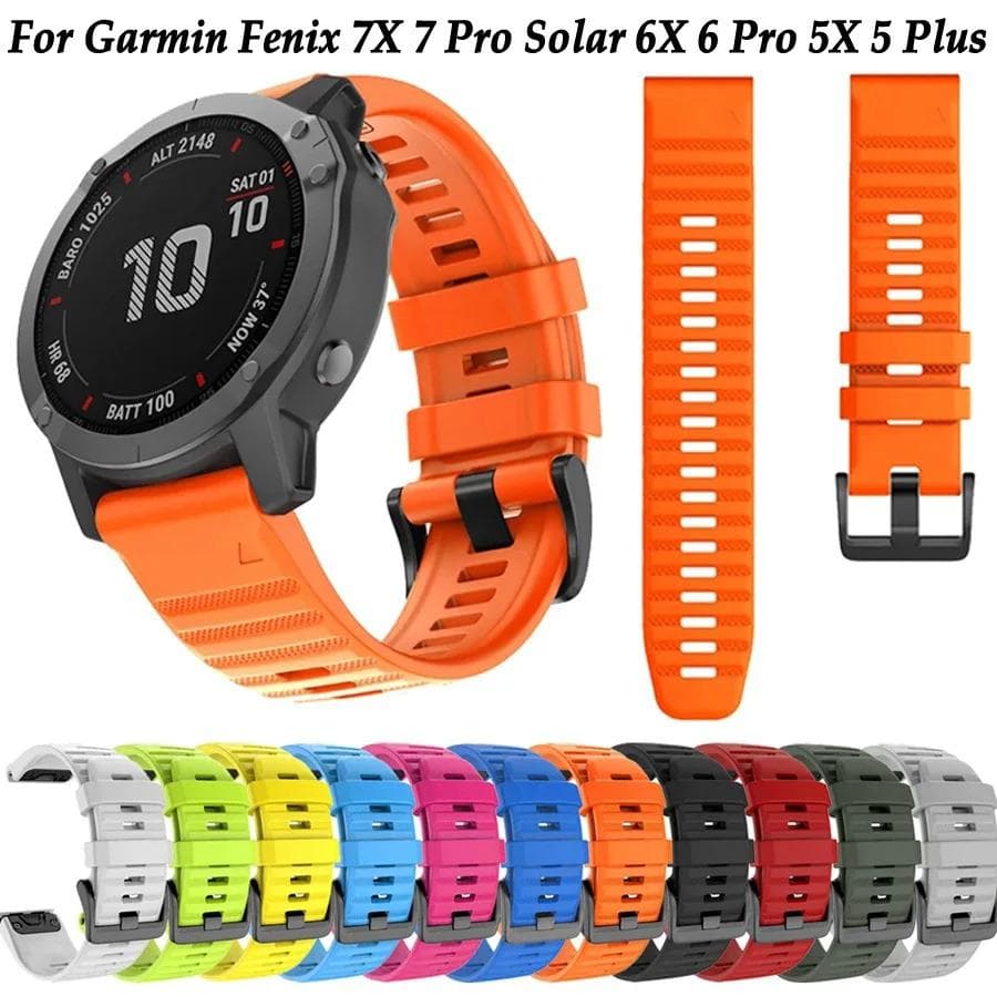 Silikonreim med hurtigfeste for Garmin Fenix 8, 7X, 6, 6X, 5, 945 i 26mm, 22mm, 20mm Gul
