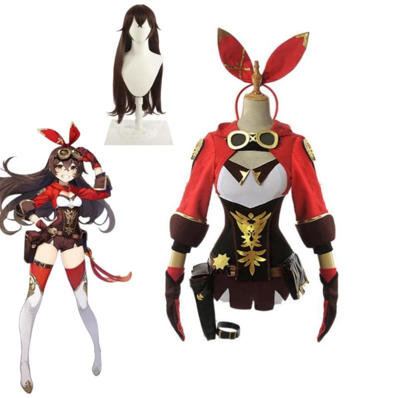 Spill Amber Cosplay Costume Amber Wig Dame Rød Toppbukse Halloween Party Uniform Full Sett cm