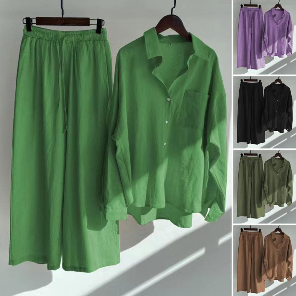 2 stk/sett Elegant bluse bukse dresslommer cardigan komfortabel løs type Høy midje høst bluse bukse dress cm Lilla