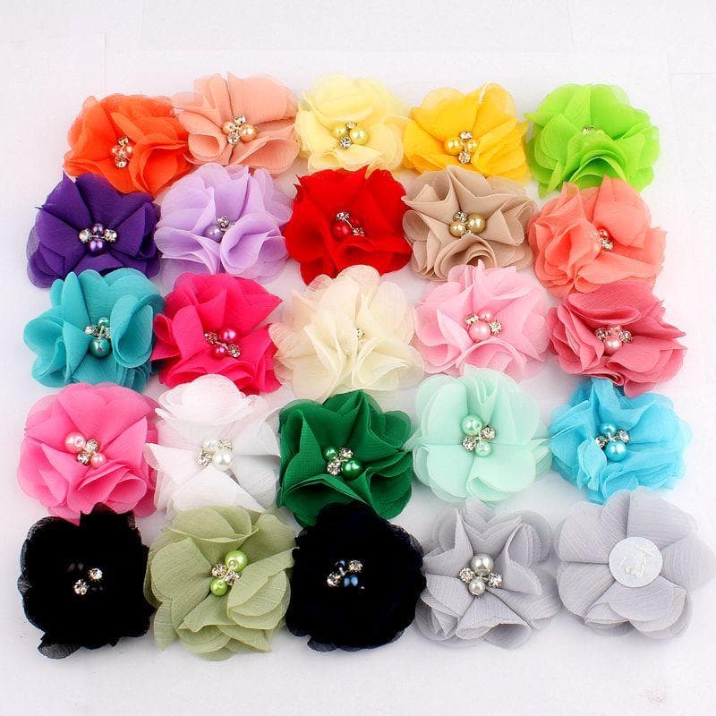 10 STK 2  35 Farger Mini Chiffon Stoffblomst For Bryllupsinvitasjon Kunstige Blomster For Kjoledekorasjon Hvit