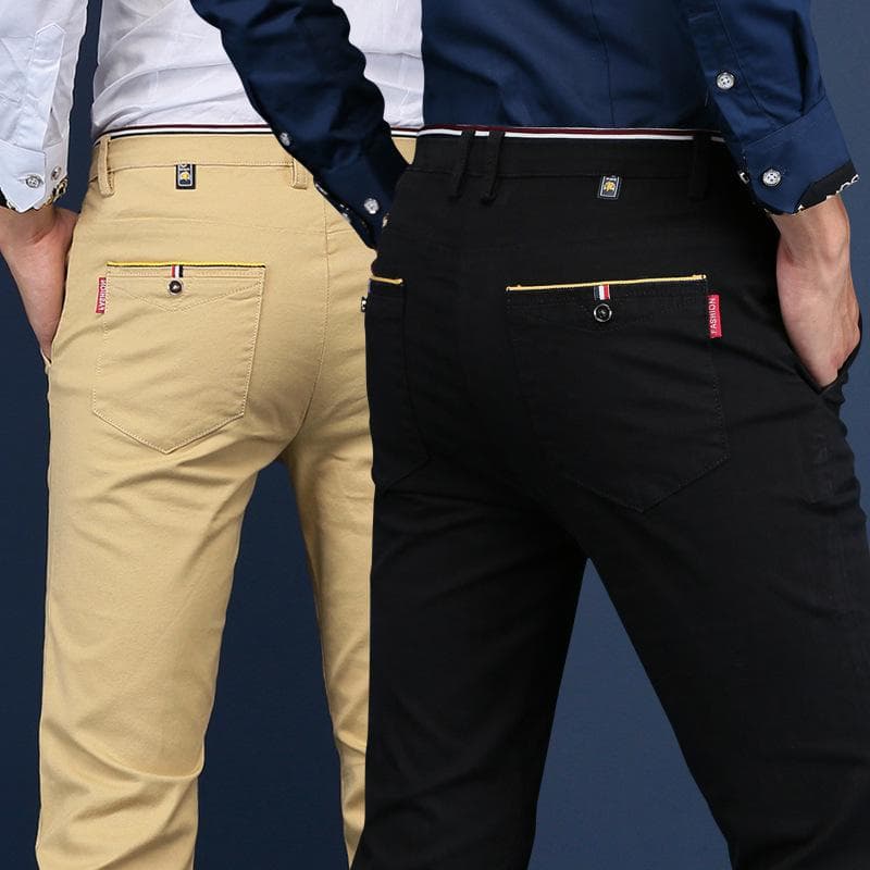 Menn Rette Lange Bukser Rette Slanke Mannlige Klassisk Svart Khaki Business Office Casual Bukser cm khaki