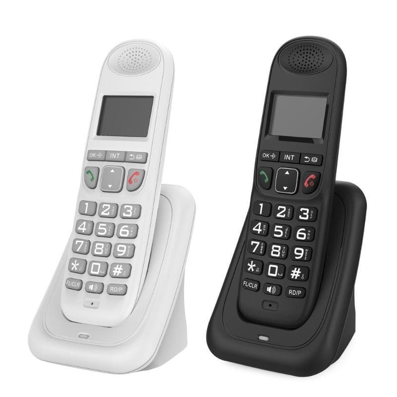D1003 Trådløs fast fasttelefon Stilig med flerspråklig oppringerskjerm Bakgrunnsbelyst og nummerlagring Svart