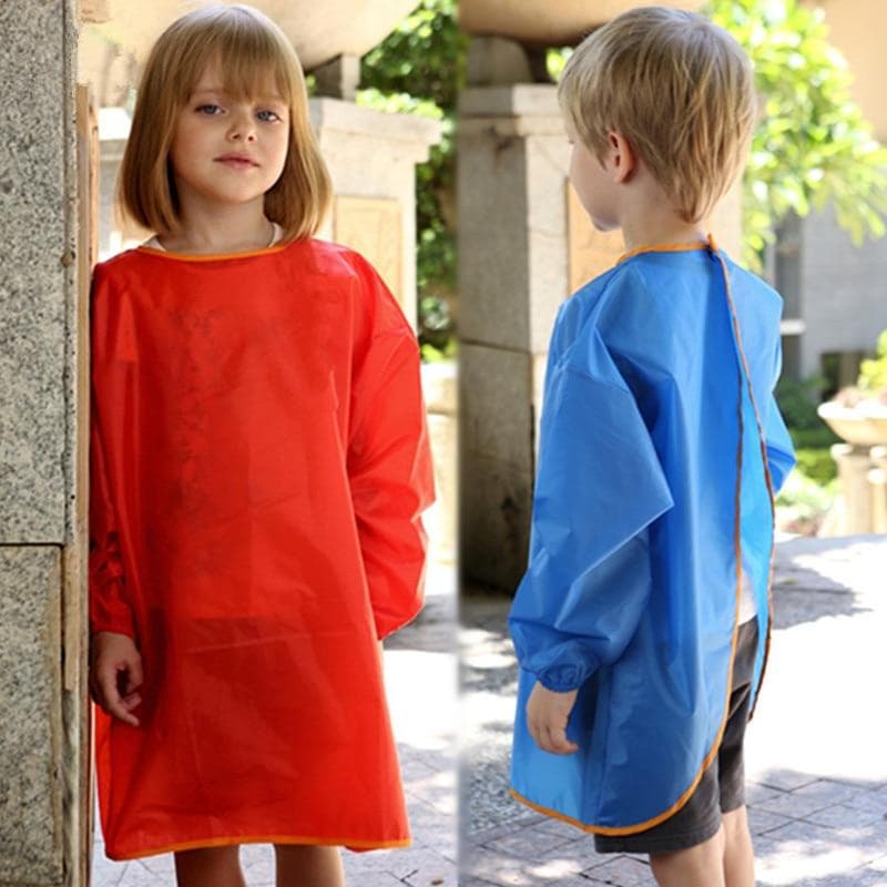 Bandanasmekker Babysmekker Ensfarget Vanntett spedbarnsspisende barn tegner Langermet forkle Baby selvmatende smekke 105-130cm Oransje
