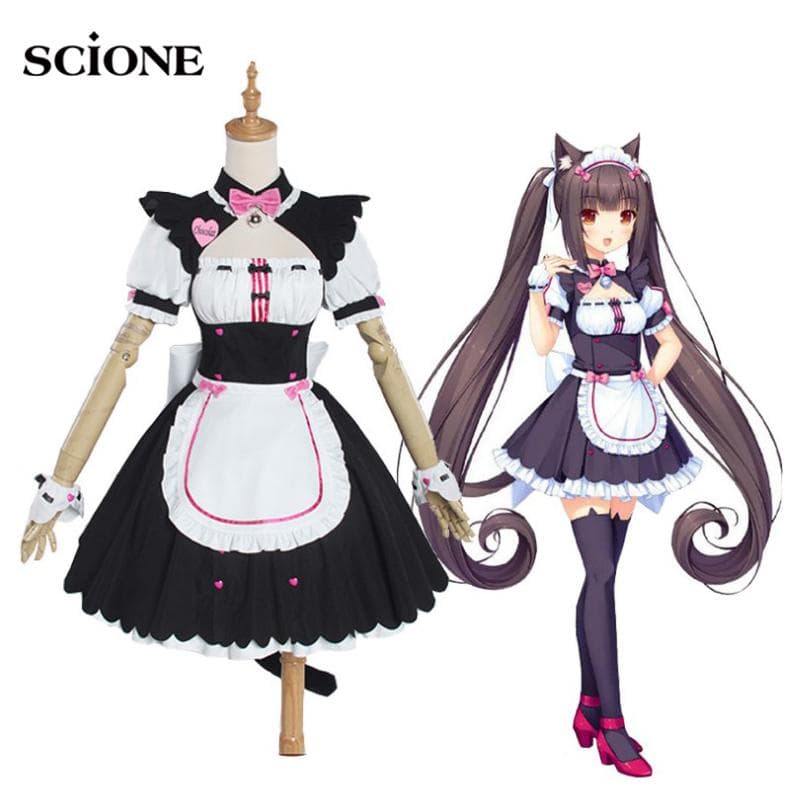 10 stk Sett Fest Chocola NEKOPARA Cosplay Chocolahalloween Vanilje Maid Dress Kostyme Katt Neko Jente NEKOPARA Cosplay Dame Costume Game cm Rosa