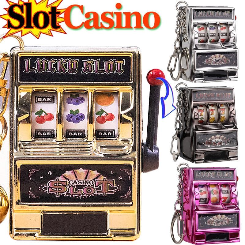 Retro Mini Fruit Machine Nøkkelring Spill Vinnende Beste Venn Gaveleke Nøkkelholder Myntspill Konsoll Kreativ spilleautomat Casino Modell Lilla