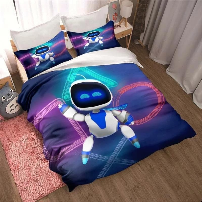 Astro Bot Søt Tegneserie Sengetøyserie Dynekolleksjon Enkelseng Dobbeltseng King Size Sengesett Voksen Barn Soverom Dynetrekk Putetrekk 210cm