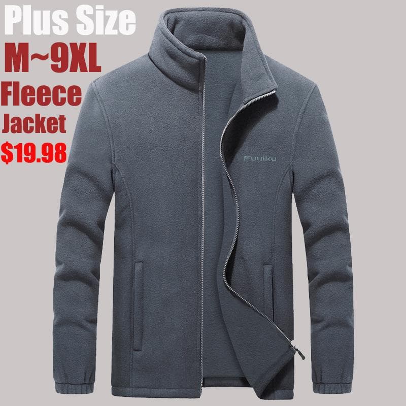 Pluss størrelse 7XL 8XL 9XL Herre Softshell Fleecejakker Mann Varm Genser Termiske Kåper vindjakke Sport Camping Herre Klær cm Svart
