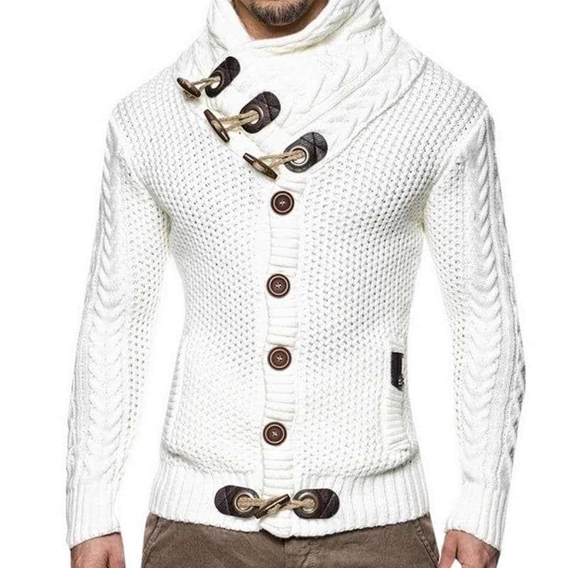 Herre 2019 spenne genser cardigan vinter varm tykk hekking Turtleneck strikkegensere cm brun