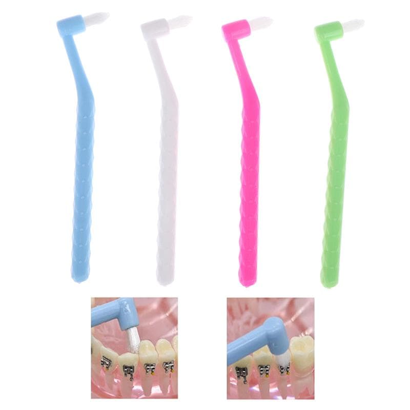 1 stk kjeveortopedisk interdentalbørste Enkeltstrålende myk tannrengjøring tannbørste rosa rød farge