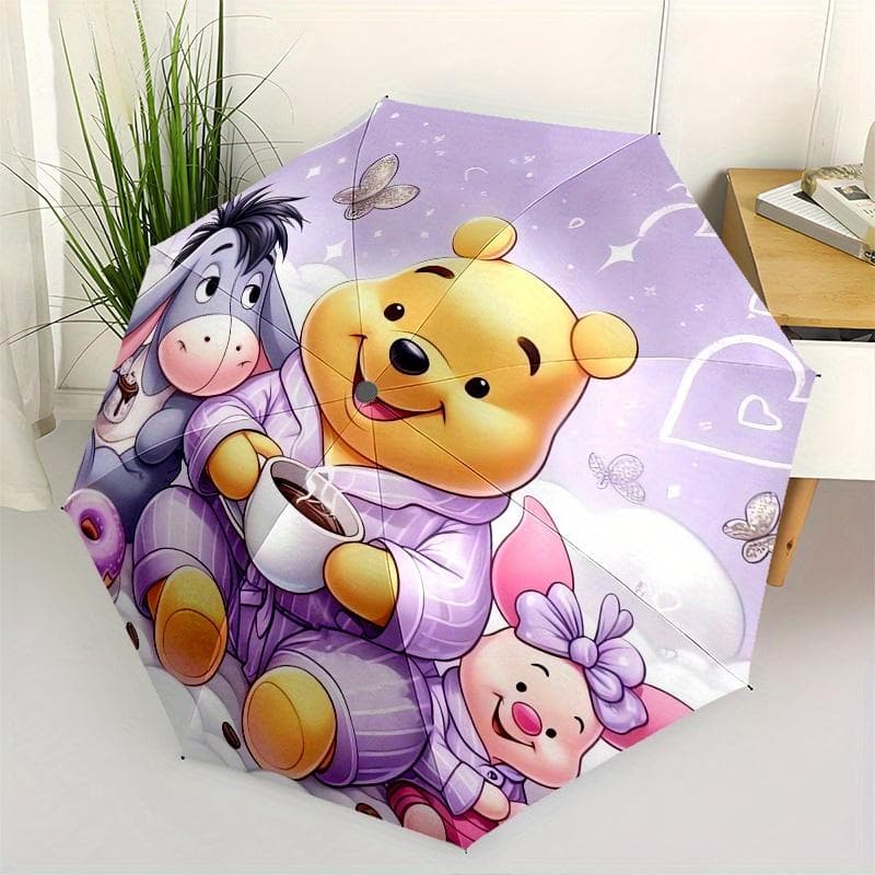 Winnie the Pooh, Grisling Automatisk Špne og Lukke Paraply 8 Ribber Vindtett Bærbar Sammenleggbar Paraply, Egnet for Fritids- og