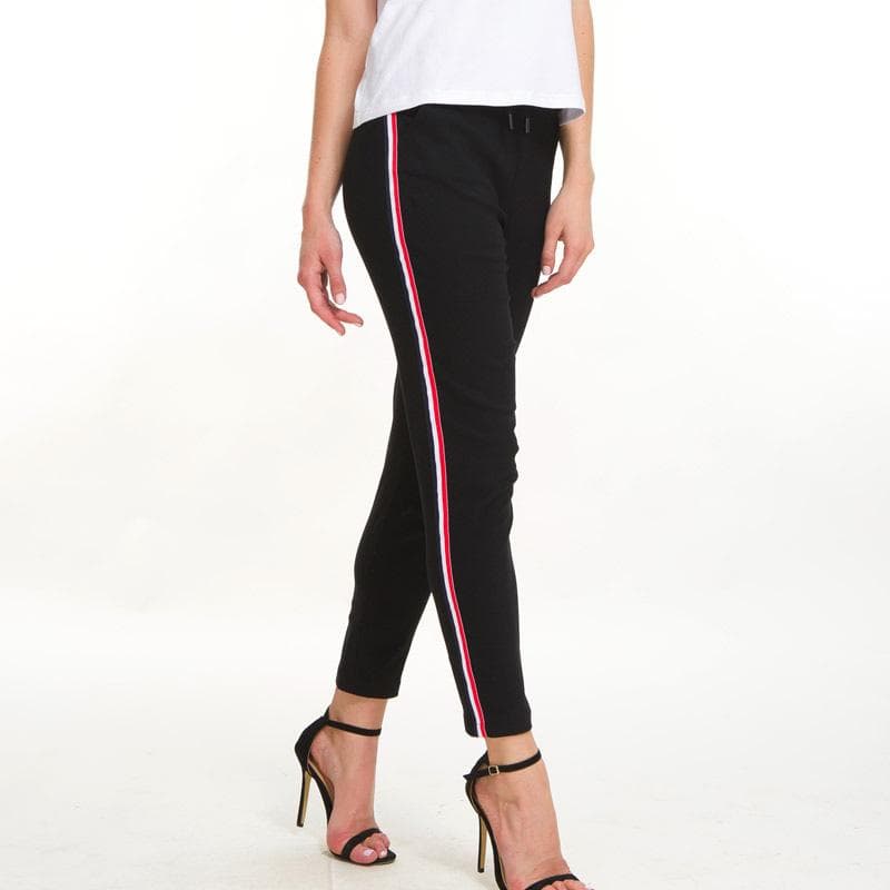 Vangull Dame Stripete Skinny Bukser Høy midje Uformell Black Pencil Bukser Svarte Uformelle Damebukser cm Svart