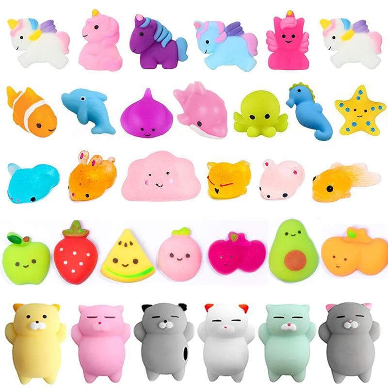 10/30/50 STK Kawaii Mochi Klemmeleker Sakte Stigende Stressavlastningsleker Godtepose Bursdagsgaver Festpremier for Barn Pakke