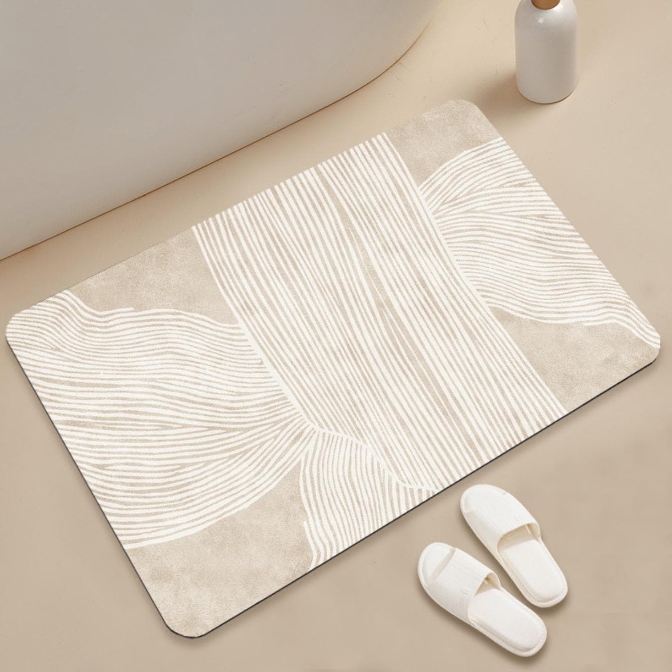 Diatomutskrift Bad Fortykningsmatte Bad Sklisikker tepper i servant Badekar Sidegulv Teppe Dusjrom Dørmatte Memory Foam 3D Pad