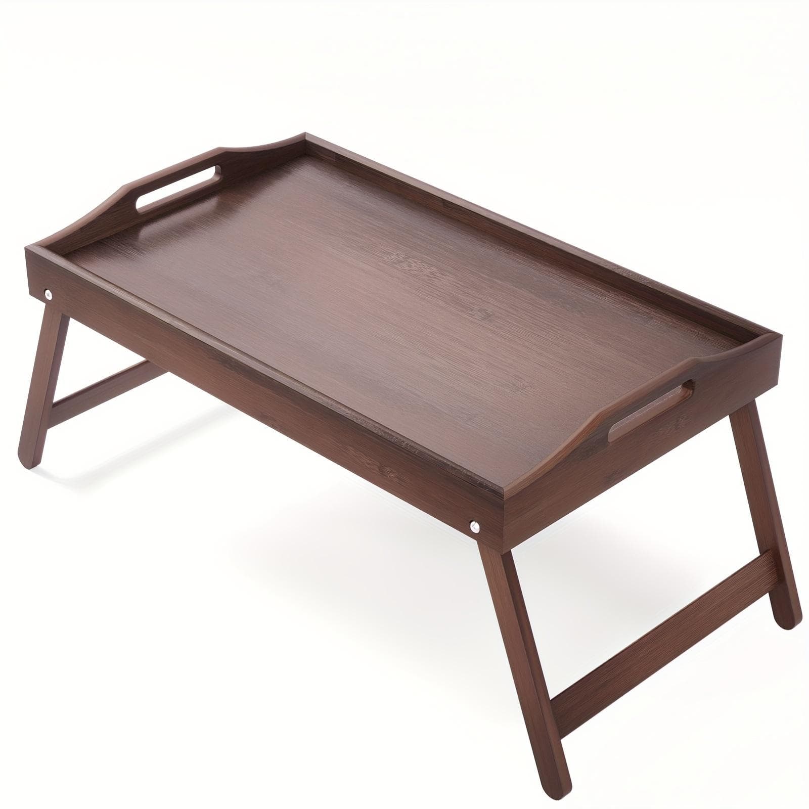 Sammenleggbart bord i bambus Multifunksjonelt laptopbord for seng, Minimalistisk bærbart brett brun