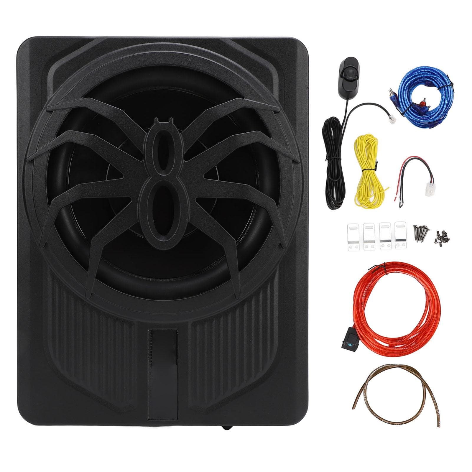 Slank undersetedrevet bilsubwoofer 10 tommer 800W med LED-atmosfærelys utmerket varmespredning