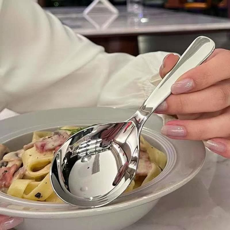 Rund skje-nett Rød Gullfarget Middag Langt håndtak Røre Dessertskjeer Rustfritt stål For kjøkkentilbehør Gadgets