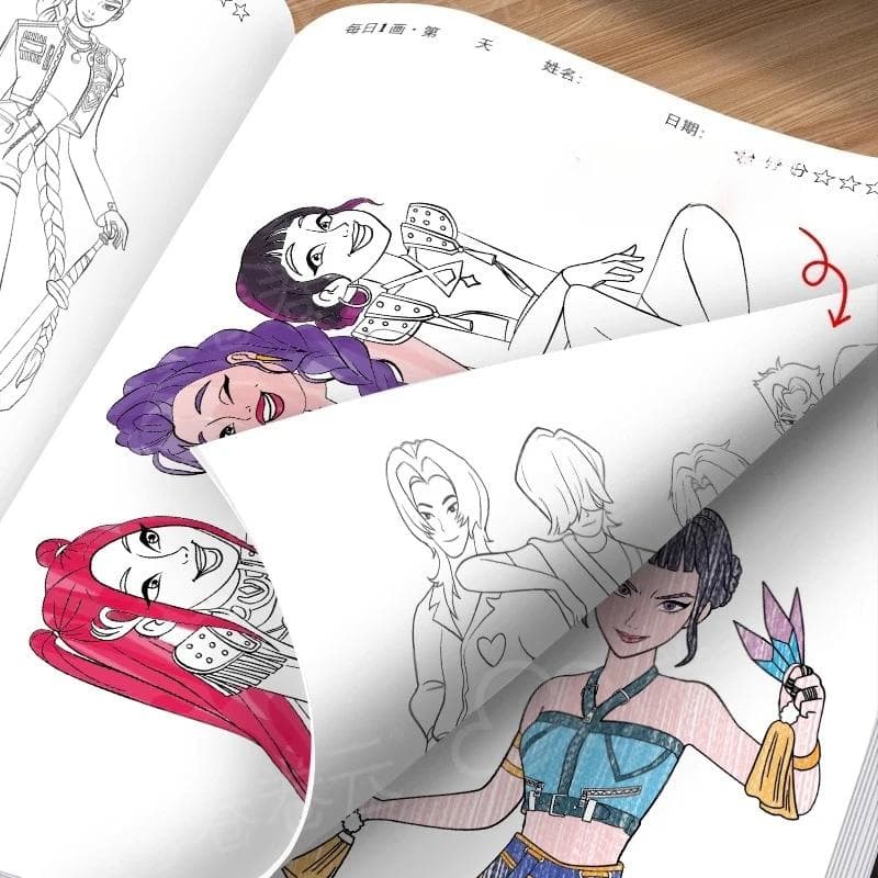 40 sider Offisiell KPOP Anime Rumi Mira Zoey Skissebok Strekktegningblokk for Fargelegging Doodling Håndskriftøvelse