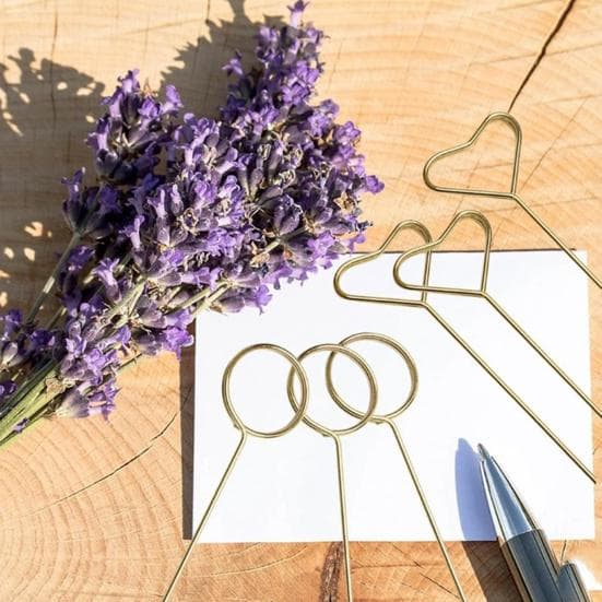 100 stk Metall Blomster Bordkortholder Rund Stjerne Hjerteform Blomsterpinner Klemme for Blomsterarrangement Gull Gavekortholder for Bryllupsfest cm g