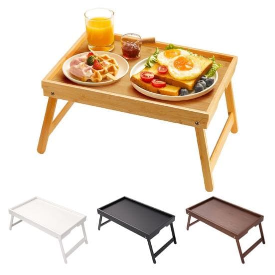Bambus Sengbrettbord med Sammenleggbare Ben Tegning i Tre Frokost Spising Snacks Serveringsbrett Bærbar PC Sammenleggbart Seng Sofa Skrivebord
