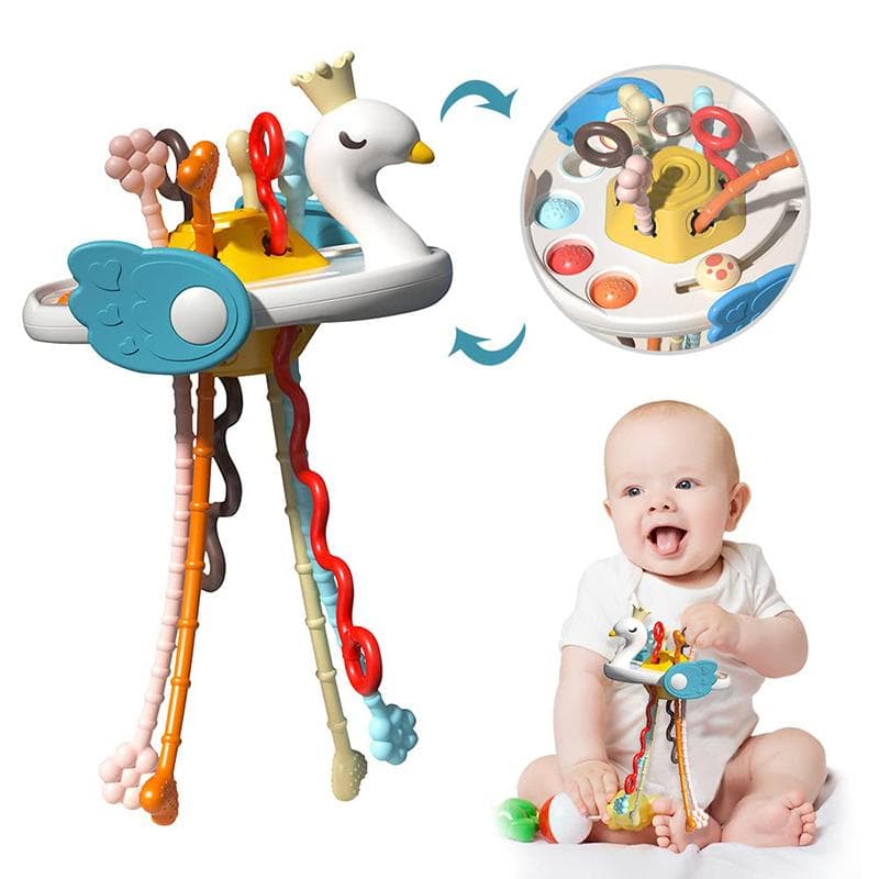 Montessori-aktivitet Babyleker 1 2 3 år Utvikling Silikon Teething Leker Trekkstreng Sensoriske leker For babyer 6 12 måneders gave