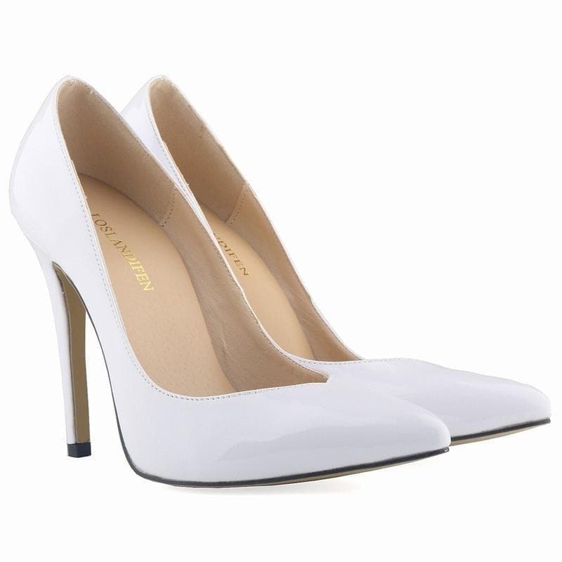 Large Størrelse Dame Pumps Stiletter Spiss Tå Lak Lær Høye hæler Kjole Fest Bryllup Sko Tynne hæler Basic Dame Pump cm Rød