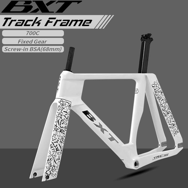 BXT Ny Karbon Baneramme Fixed Gear Bane Sykkel Karbonfiber Ramme TRC-195 Single speed Bane Rammesett 700Cx28C perlehvit farge