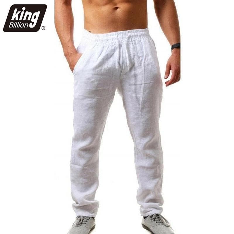 Herrebukser i bomullslin Herre Høst Ny pustende linbukser i ensfarge Fitness Streetwear S-3XL cm lys khaki farge