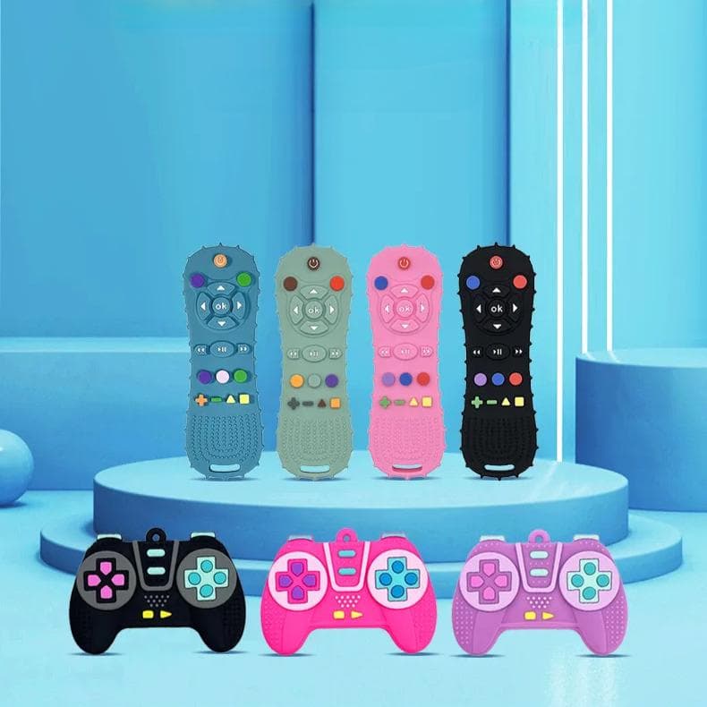 Baby TV-fjernkontroll bitring Silikon Baby antispisehansker Smokkarmbånd Tannstikk Biteleke Tilbehør til babypleie