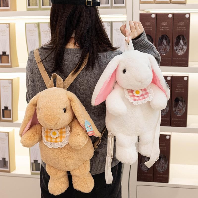 Smekke Kanindukke Hot Hvit Rosa Brun Kaninpels Veske Plysj Ryggsekk Kjedestropp Barneveske Kjede Crossbody-veske Ryggsekk brun