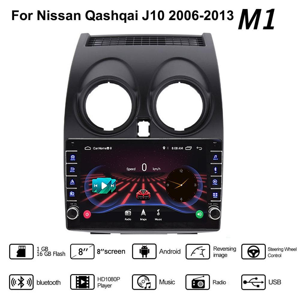 Android Car Radio Multimedia Video Player for Nissan Qashqai J10 2006-2013 Med knappeknapp WiFi BT 2 Din 1+16GB