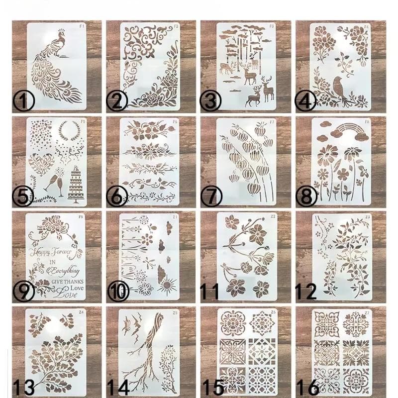 Blader DIY Lagdelingsstensiler Veggmaling Scrapbook Fargelegging Preging Album Dekorativt Kortmal