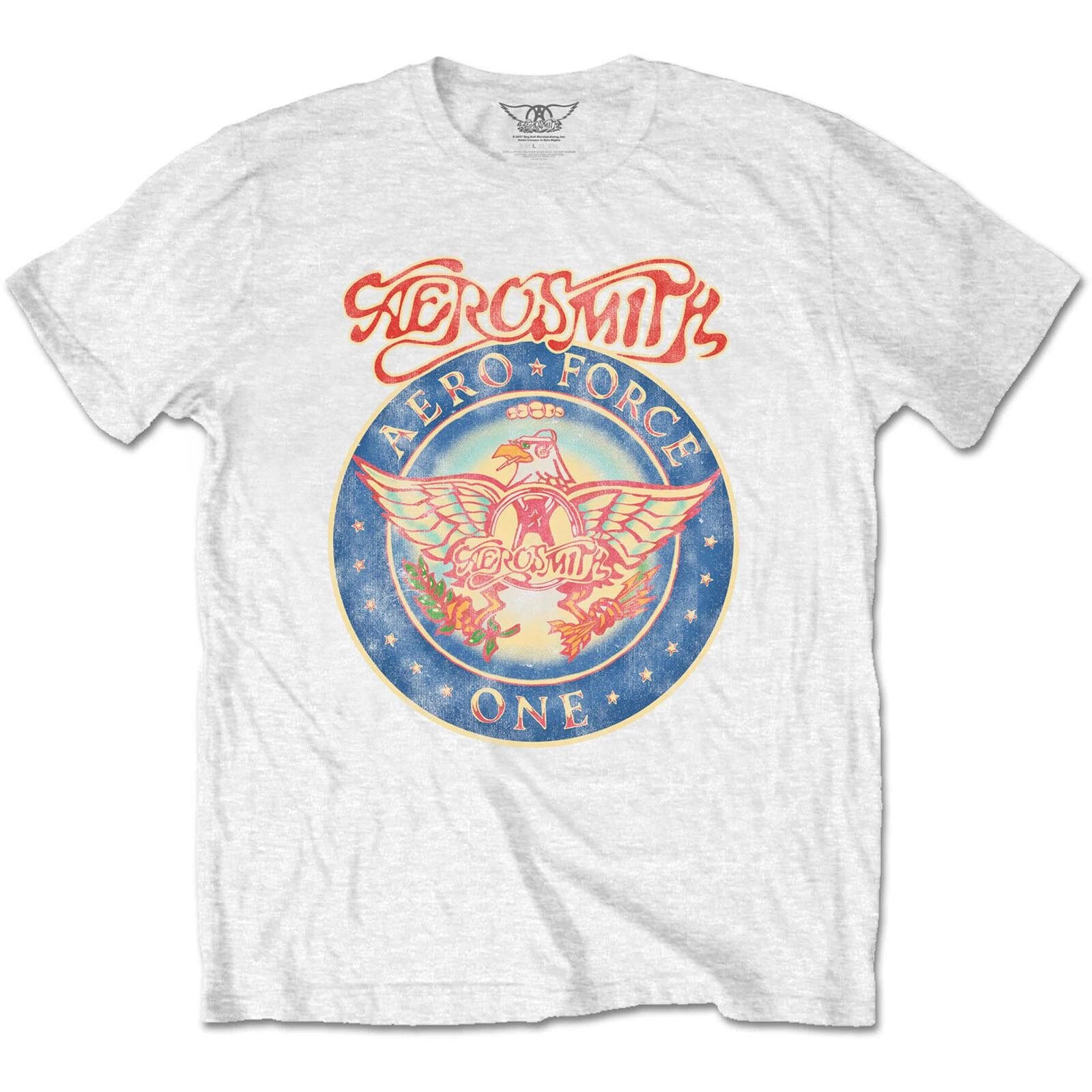100% bomull TOPPER UNISEX T-SKJORTER HERRE DAME Aerosmith Aero Force Hvit Skjorte T-skjorte Rockeband T-skjorte cm