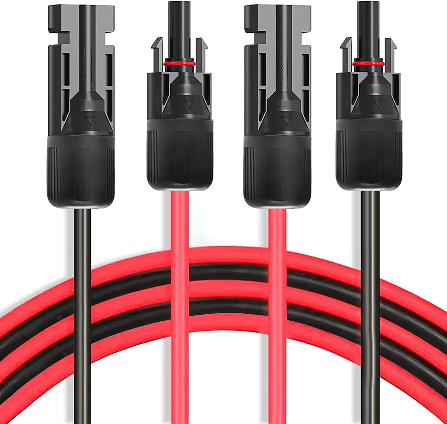 12 AWG-4mm2 solcellepanel forlengelseskabel kobbertråd svart og rød med solcellekontakt solcellepanel Svart/Rød