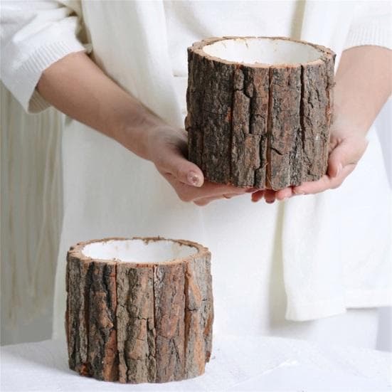 Blomsterpotte Tørket blomst juledekor dekorasjon Kreativ Faux Trebark Tørket blomsteremballasjeboks