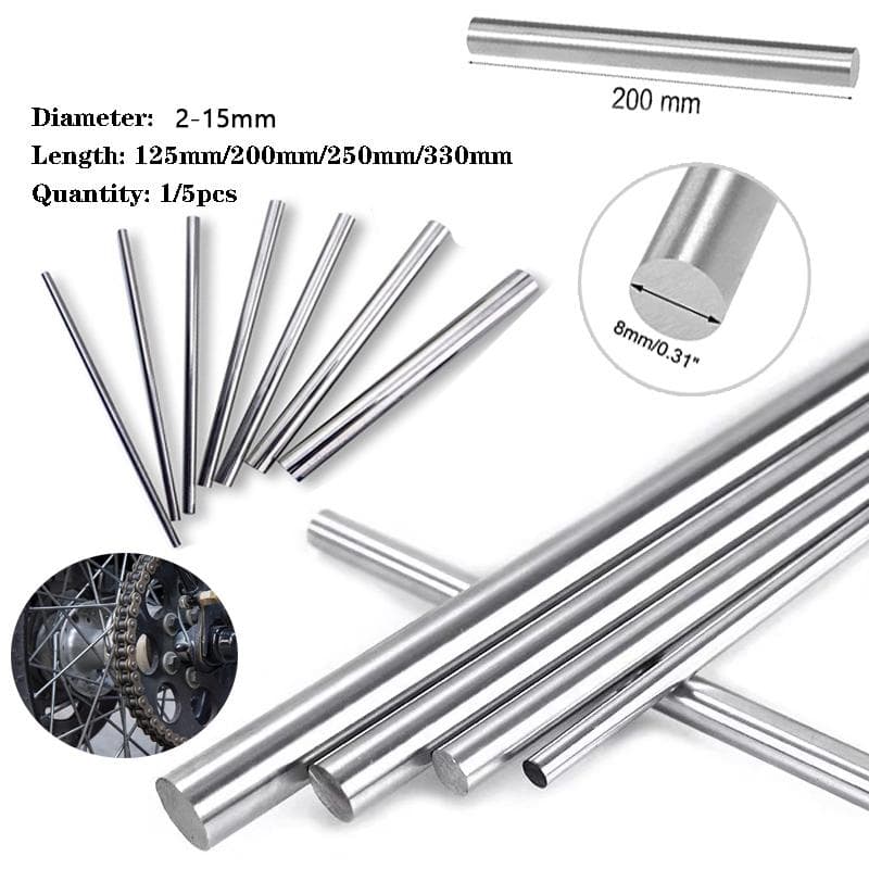 Skaftstenger i rustfritt stål, 2 mm-15 mm diameter, 125 mm 200 mm 250 mm 330 mm lengde