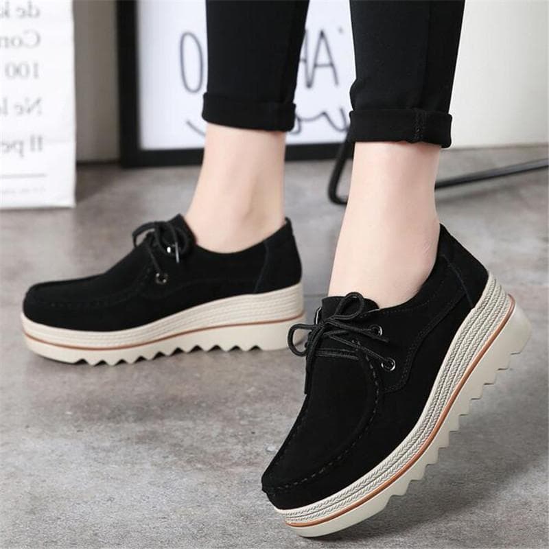 Vår Høst Dame Platåsko Damer Loafers Ekte Lær Komfortable Myke Mokasiner Fritidssko Flats Sko Slip on Sneakers cm