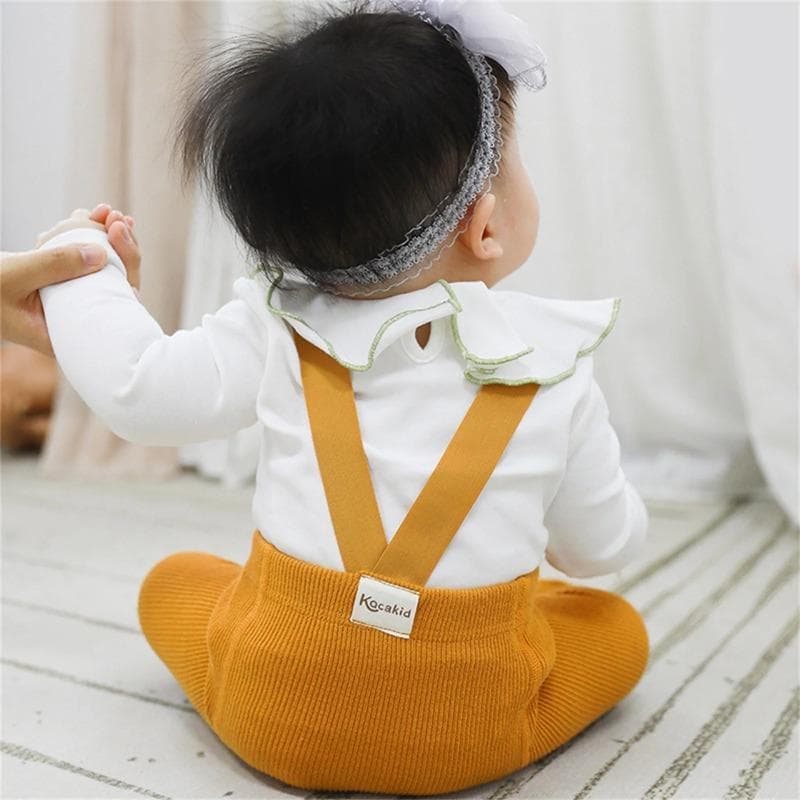 Søte strømpebukser med føtter og bukseseler til babyjente, stretchoveraller, strømpebukser, ribbestrikkede leggings til baby cm Blå