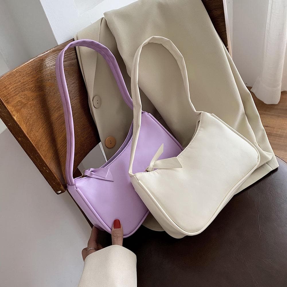 Enkel Elegant Kvinner Liten Skulderveske Pure Color Casual Sling Håndvesker Lilla