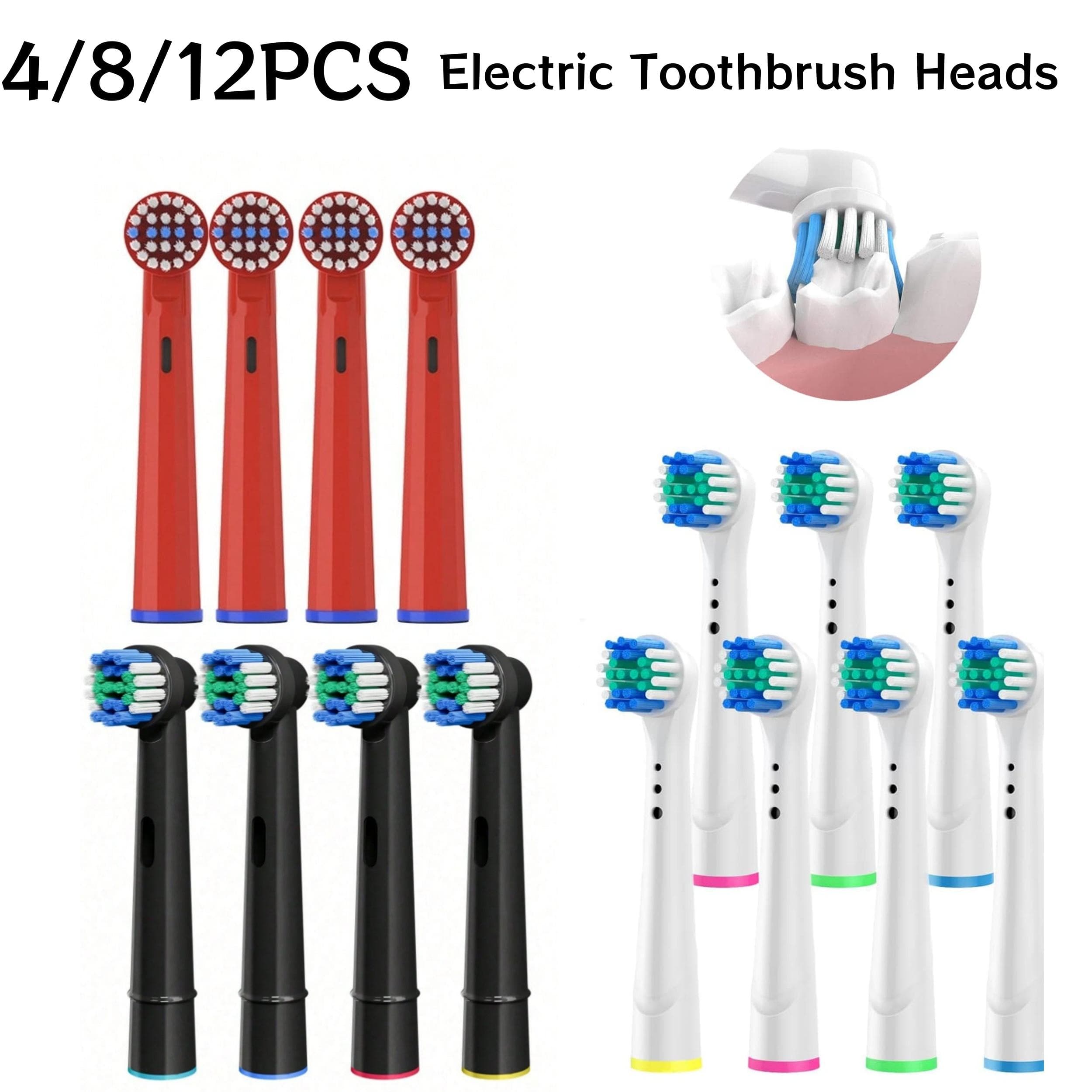 4/8/12 stk erstatning elektriske tannbørstehoder DuPont Bristle Munnpleiebørstehode kompatibel med Oral-B Braun Professional