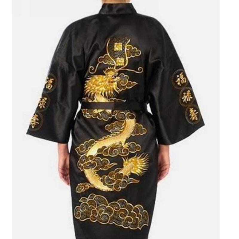 Silke Pyjamas Morgenkåpe Broderi Dragon Kimono Badekjole Nattkjole Pyjamas cm ultramarin blå farge