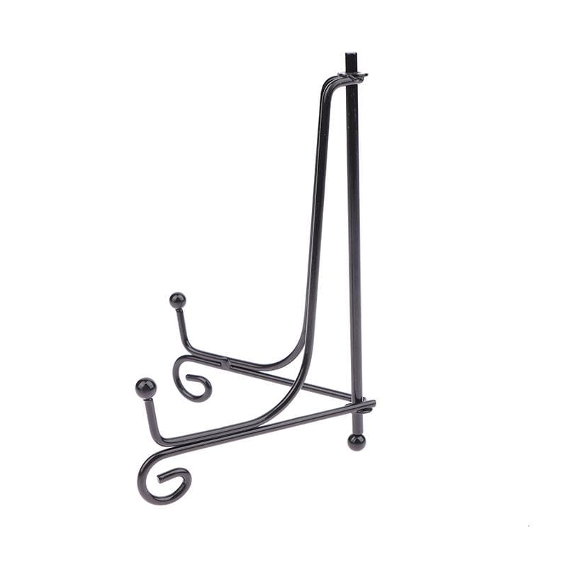 Svart Sliver Iron Staffeli Display Stand Bokholder Foto Pidestall Skål Fat Ramme Bilde Tallerken Stativ Staffeli Crafts Brakett