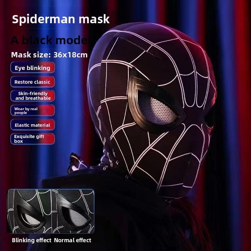 Spider-Man hodeplagg øyne bevegelige elektrisk blinkende lysende ekstraordinær maske Wan jul cos hjelm
