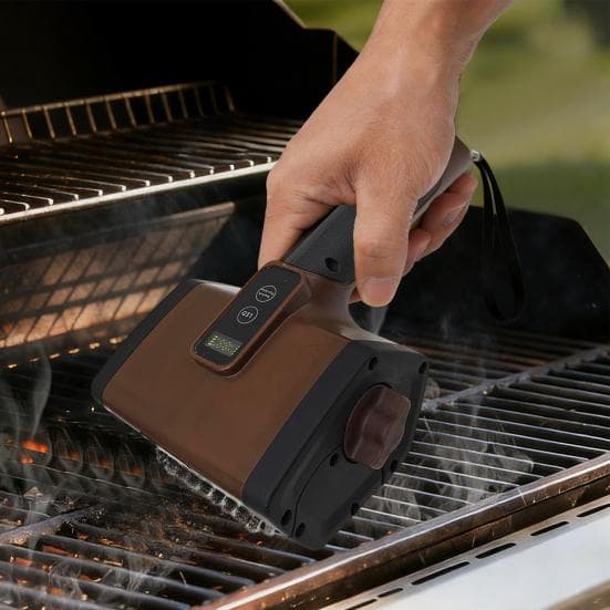 Elektrisk grillbørste med hode uten børster av rustfritt stål, oppladbar, trådløs grillrenser, essensielt tilbehør for grilling