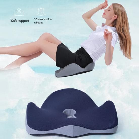 Ergonomisk setepute Hemorrhoid setepute U-formet haleben Trykkavlastning Memory Foam Støtte Myk Rygg smertelindring Sakte Rebound Komfortabel Grå