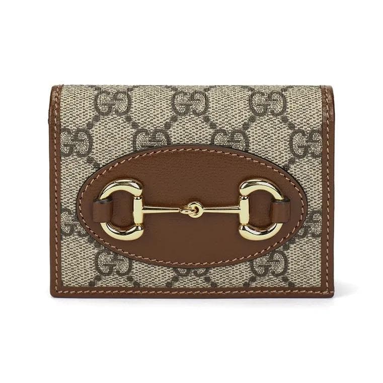 GUCCI Horsebit 1955 Vintage Logo Dobbeltfoldet Lerret Lommebok Kortlomme Unisex Parstil Ibenholt/Brun brun/ebony