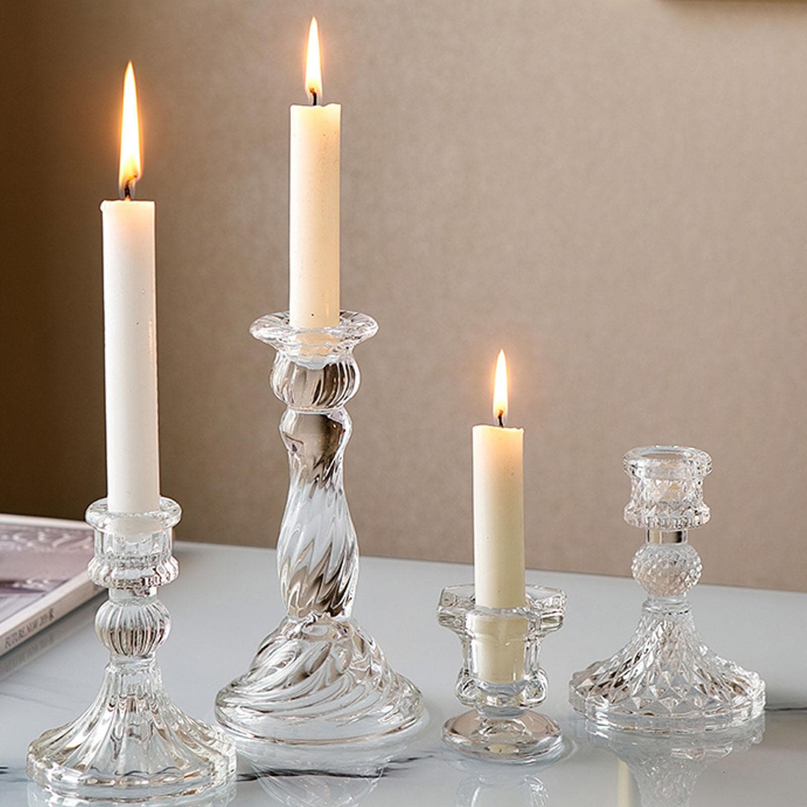 Nyhet i glass lysestake Nordic Decor lysestake Romantisk stearinlys Skrivebordstilbehør Bryllupssmykker Ornamentgaver