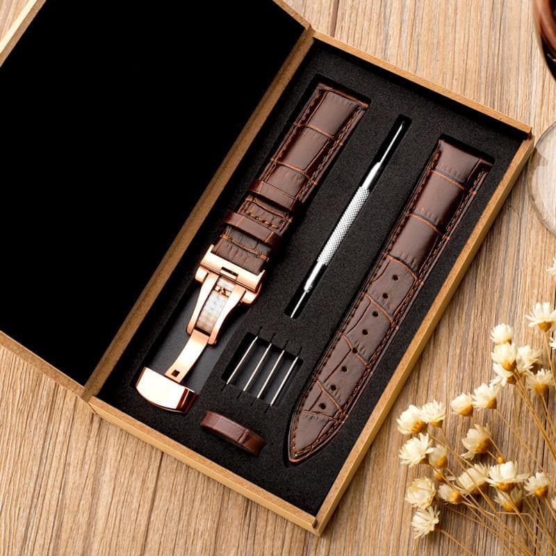 Klokkebånd 18 mm 19 mm 20 mm 21 mm 22 mm 24 mm klokkerem i ekte skinn av kalv Alligator kornklokkerem for Tissot Seiko