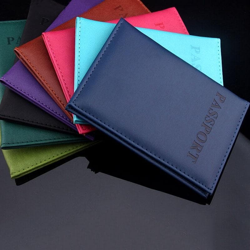 Kvinner Menn Passport Holder Kunstskinn Reise Passport Cover Card Case Holder lys rosa