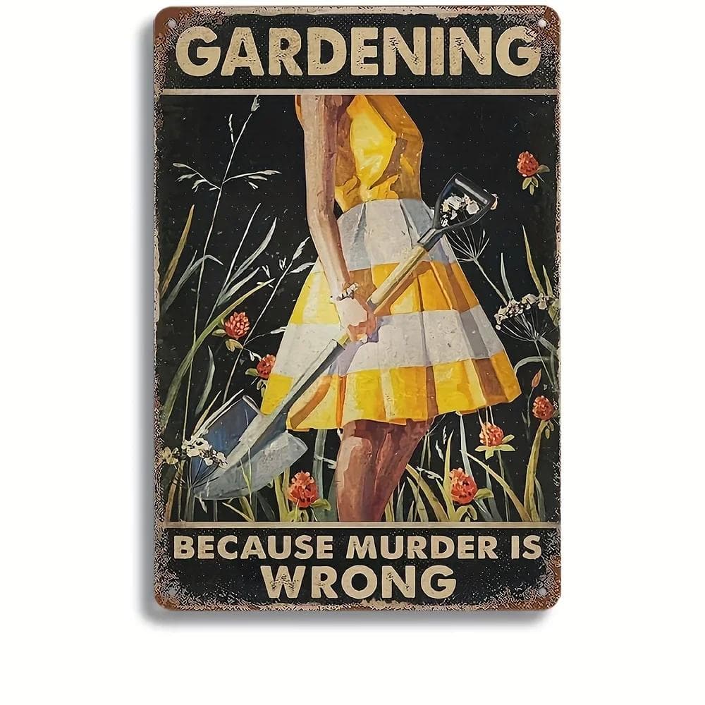 1 stk Hageskilt Dekor Utendørs, Vintage Metallskilt Hagearbeid, Fordi Mord er Feil Vintage Metallskilt Hageklubb Innendørs Svart